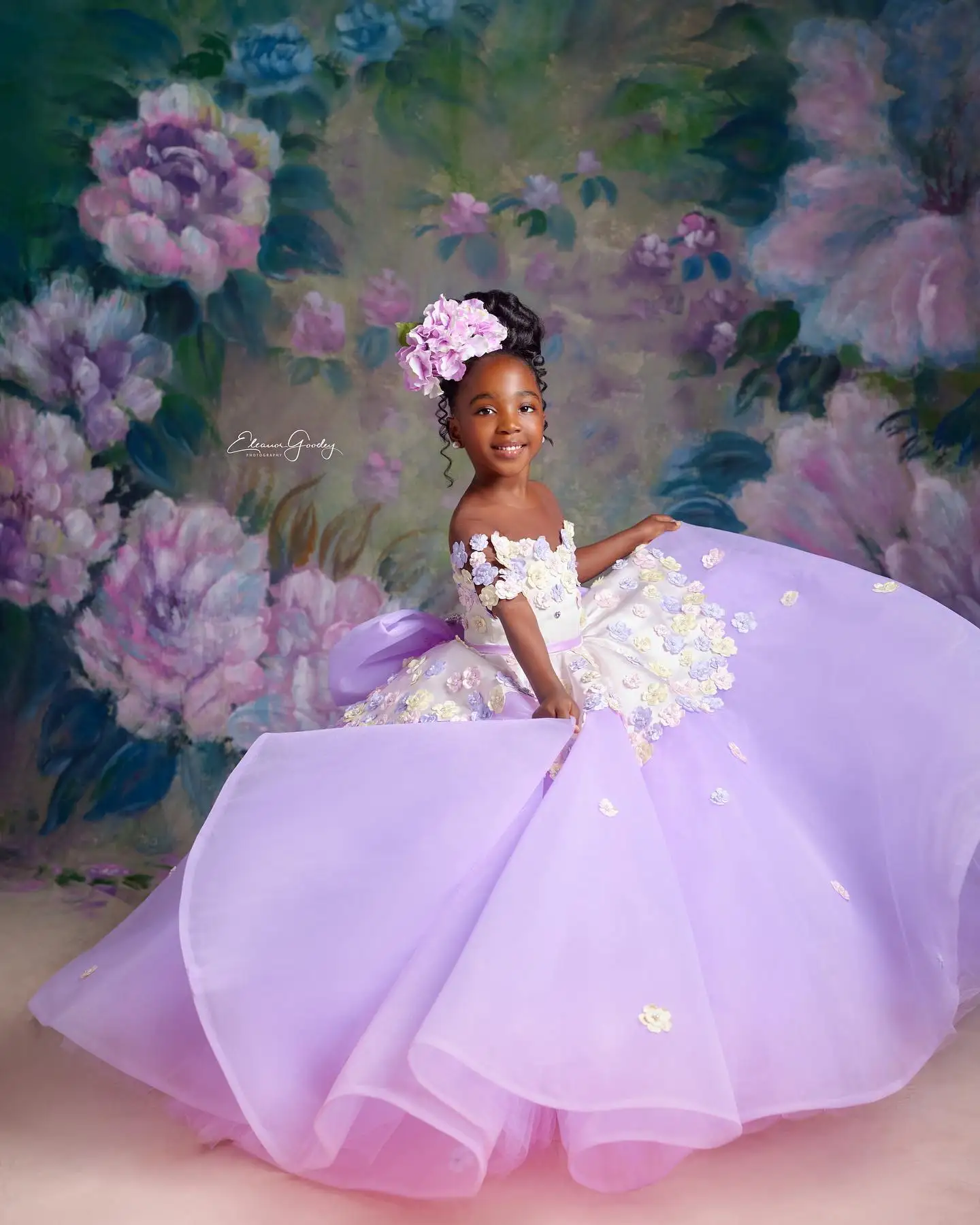 Lavender Flower Girls Dresses for Wedding Appliqued Girl Pageant Dress Kids Party Prom Birthday Ball Gowns for Photoshoot