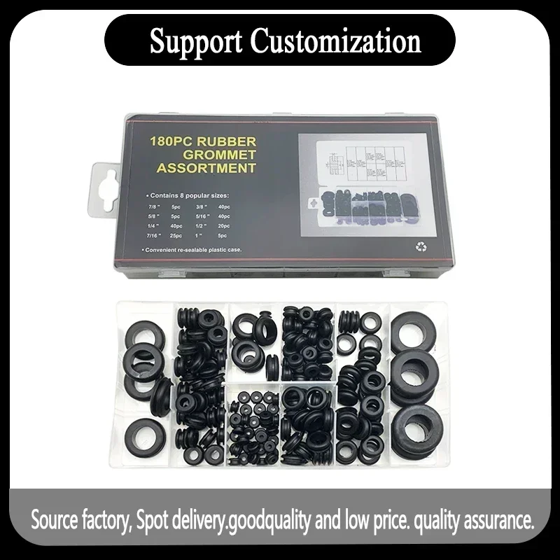 180pcs 8 Size Black Rubber Seal Ring Oil Sealing Grommet Gasket for Protect Wire Cable Hole Protection Ring Shim Washer