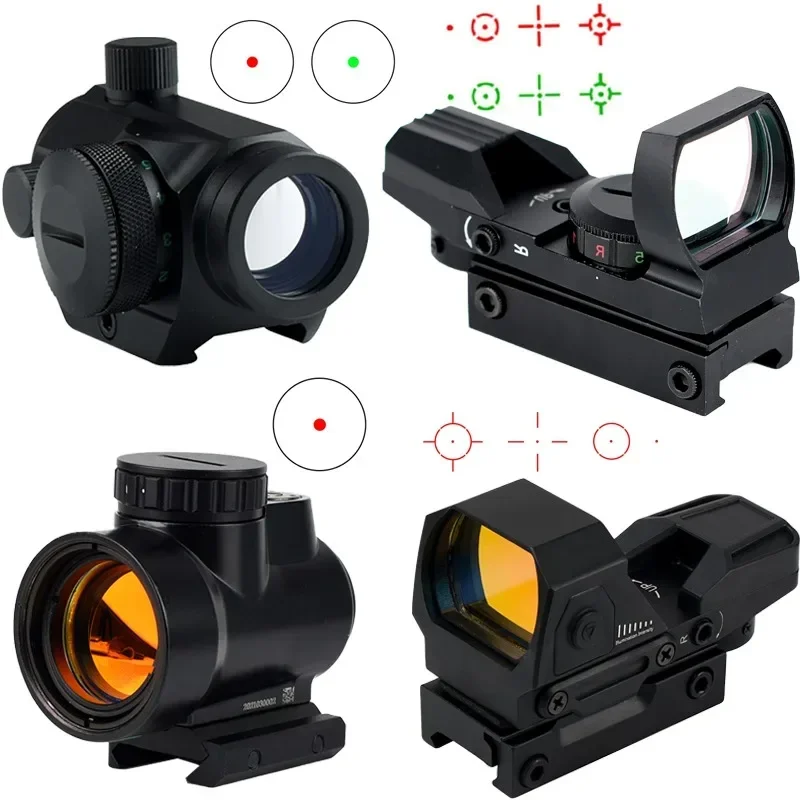 Red Dot Sight HD101 Collimator Rifle Red Green Dot Reflex Sight Scope Fit 20mm Weaver Rail for Airsoft / Hunting Rifle