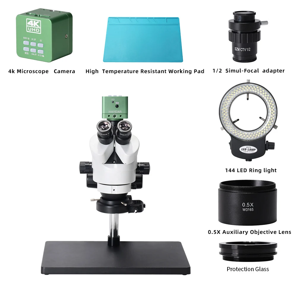 3.5X-45X 4K HD Video Camera Trinocular Stereo Microscope For For Mobile Repair Welding Electronics