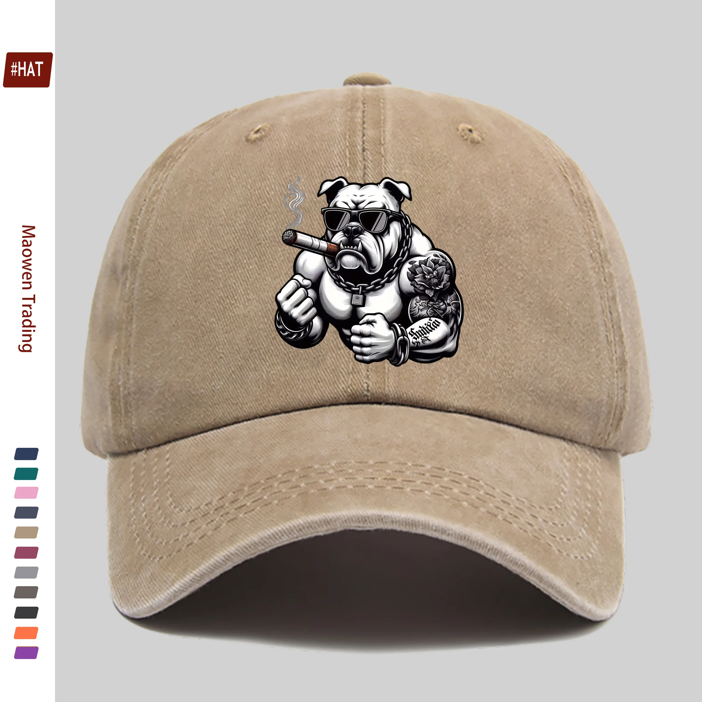 1pc Bulldog Print Trucker Cap Suitable for Dating, Outdoor Sports, Beach Vacations & Parties - Adjustable Buckle Strap, Lightwei