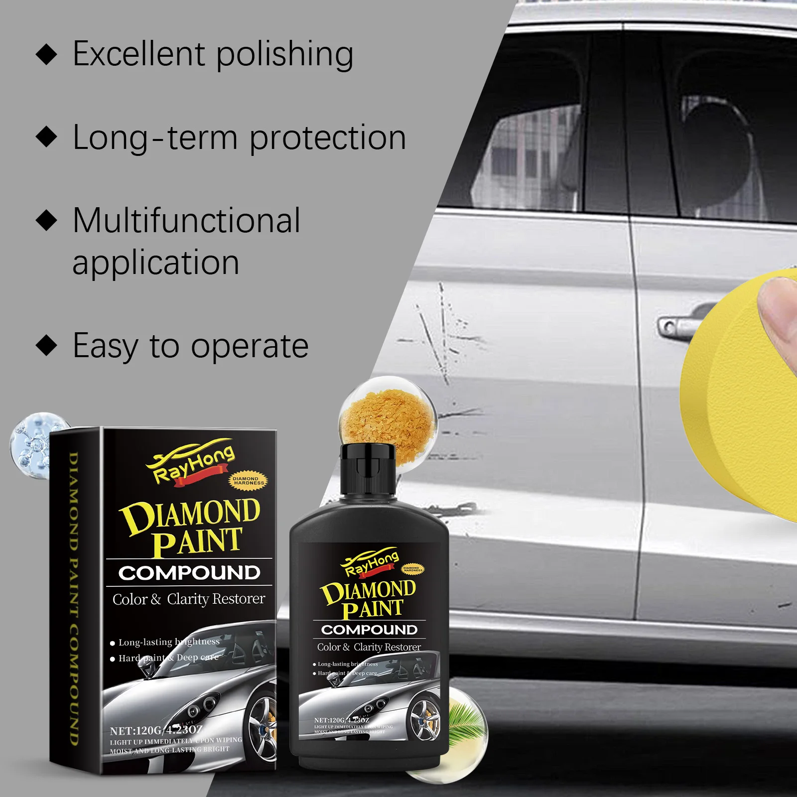Rayhong Car Coating Polish Car Cleaning Coating Car Paint Polishing Maintenance Polishing Waxing Remove Stains 1pcs