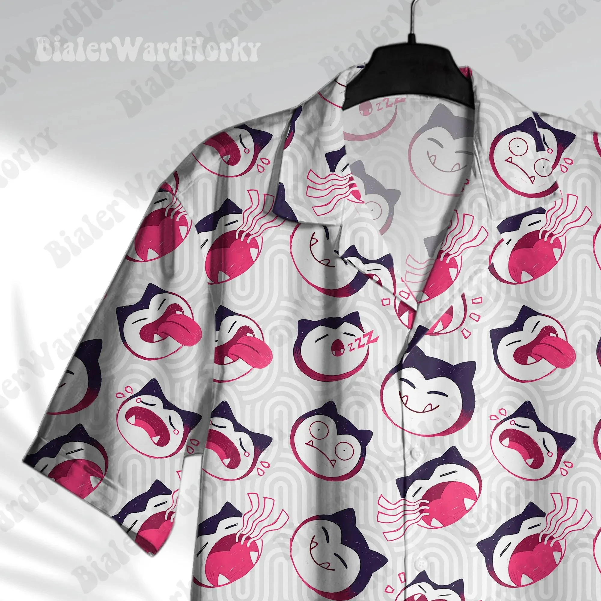 Snorlax Chubby Face Hawaiian Shirt Pokémon Anime Grafik-T-Shirt Sommer Sport Herren T-Shirt Kinderbekleidung T-Shirt Y2k Frau ﻿ – Detail 5