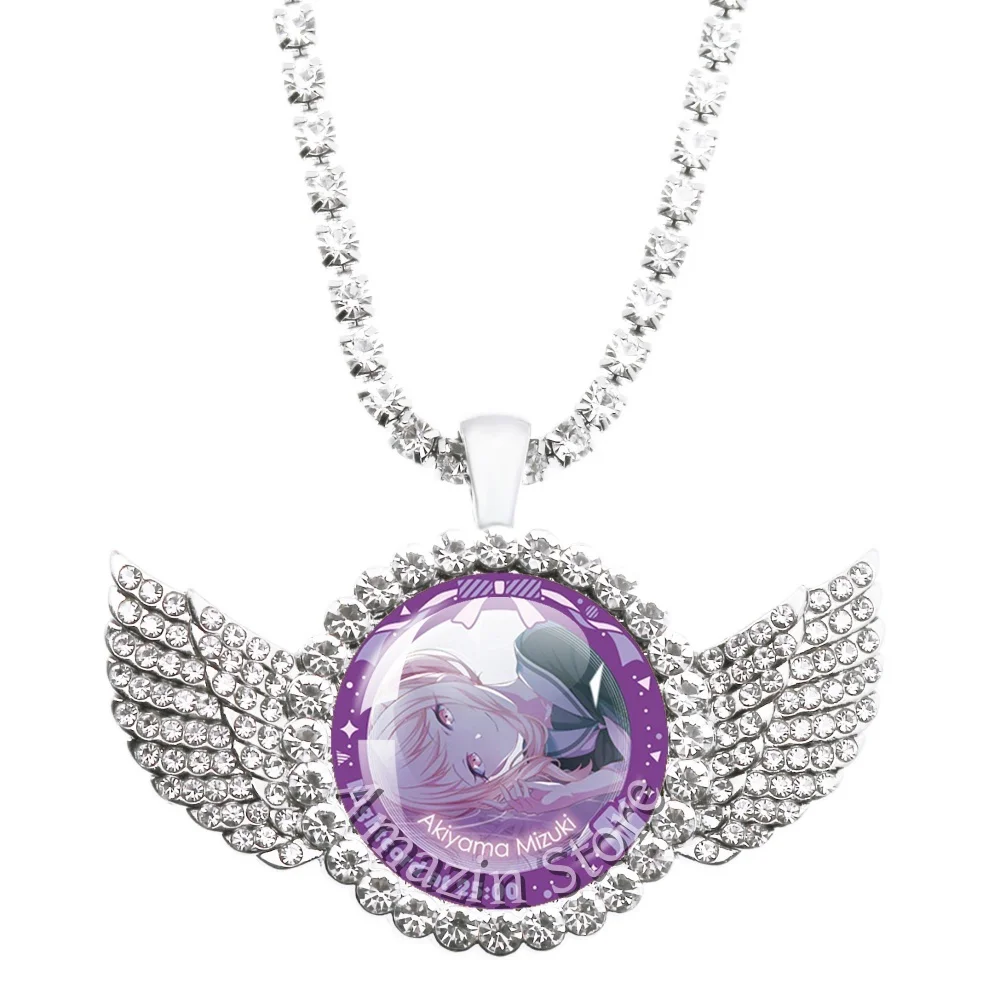 25mm Angel wing Necklace MORE MORE JUMP! Vivid BAD SQUAD Wonderlands×Showtime Leo_need Music Themed Cartoon Handmade Glass Gifts