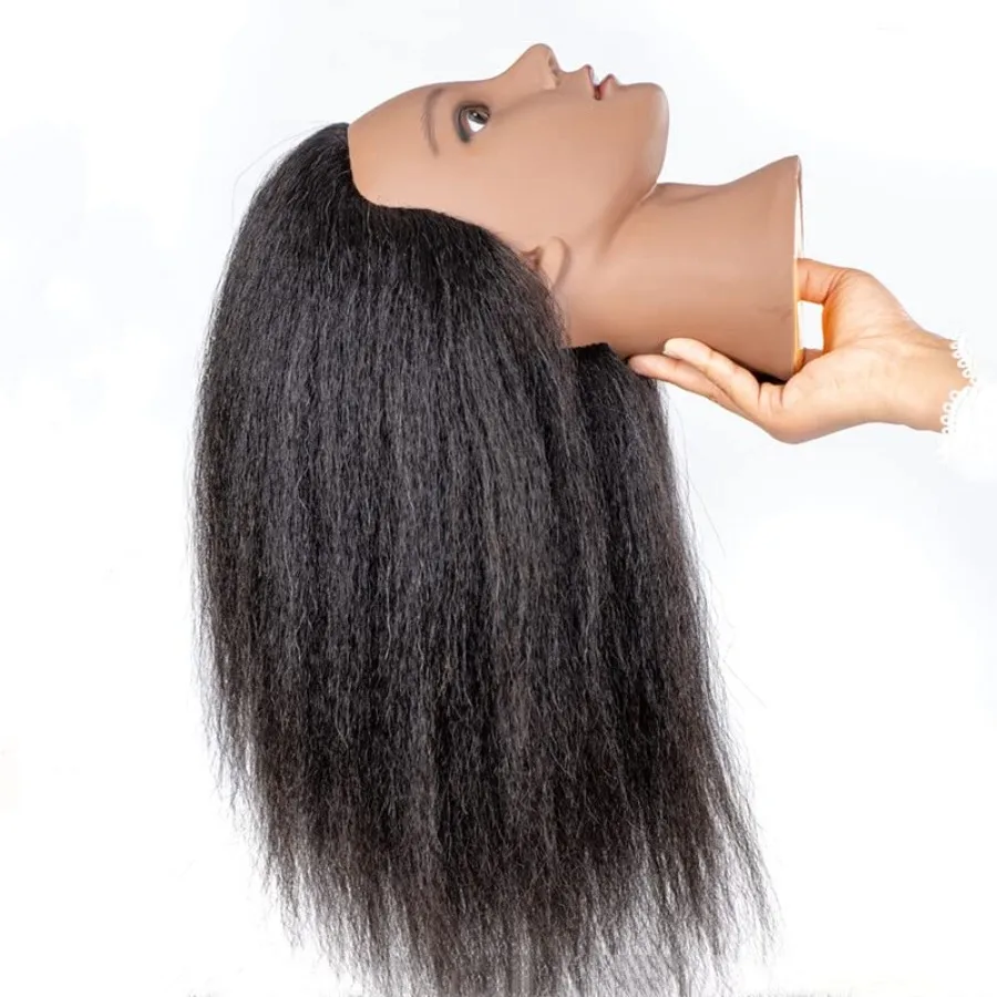 Cabeça de manequim de 16 polegadas com 100 cabelo humano para prática de cosmetologia: ferramenta realista de treinamento de estilo de cabelo e trança, ideal para