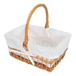 Wicker Flower Basket Snacks Woven Decorate Hand-made Practical Storage Handheld Cloth Handle Decorative Child Gift empty Basket