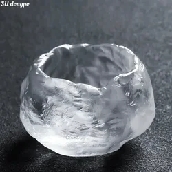 Handmade Frozen Roasted Glass Teacup White Transparent Matte Texture Tea Cup Creative Chinese Kungfu Tea Cups Nice Gifts