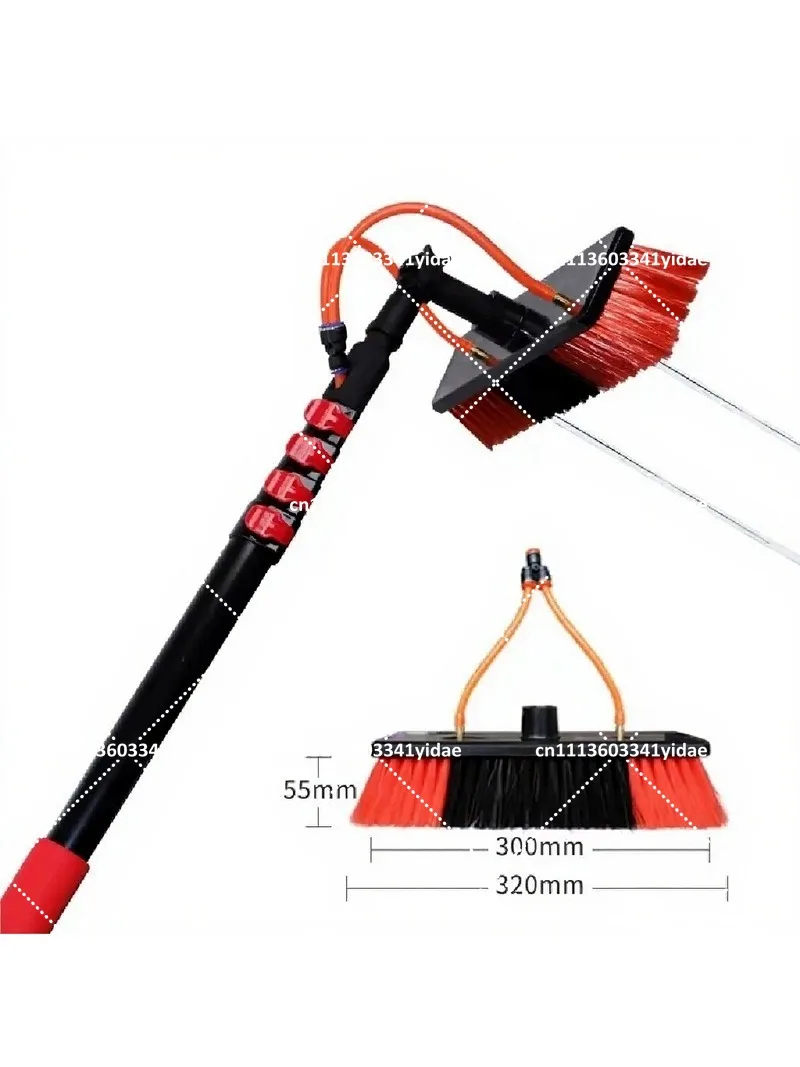 Adjustable 4.6m Aluminum Telescopic Water Feed Pole Kit with Flap Brush for Solar Panel and Window Cleaning