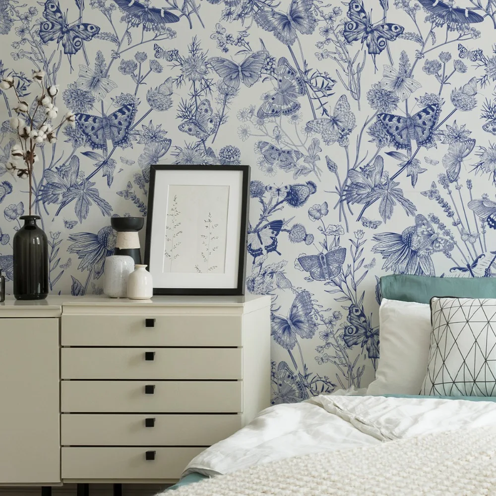 

Самоклеящаяся наклейка на стену 45x300 см с красочным цветочным узором для спальни, гостиной, украшения дома, легкая самодельная очистка и наклейка