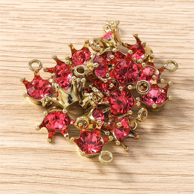 10pcs 11x15mm Cute Mini Crystal Crown Charms Pendants for Jewelry Making Drop Earrings Necklaces DIY Handmade Crafts Accessories
