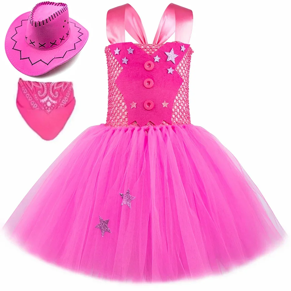 

Movie Barbi Cowgirl Costume For Girls Birthday Party Clothes Hot Barbi Princess Tutu Dress Kids Halloween Outfit 1-12 Years