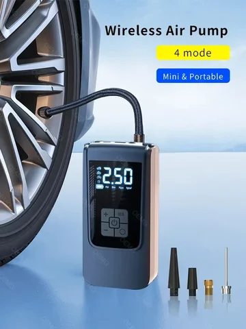 Wireless Car Air Pump Portable Air Compressor Electric Tire Inflator with LCD Digital Display for Car Motorcycles Bicycle Ball