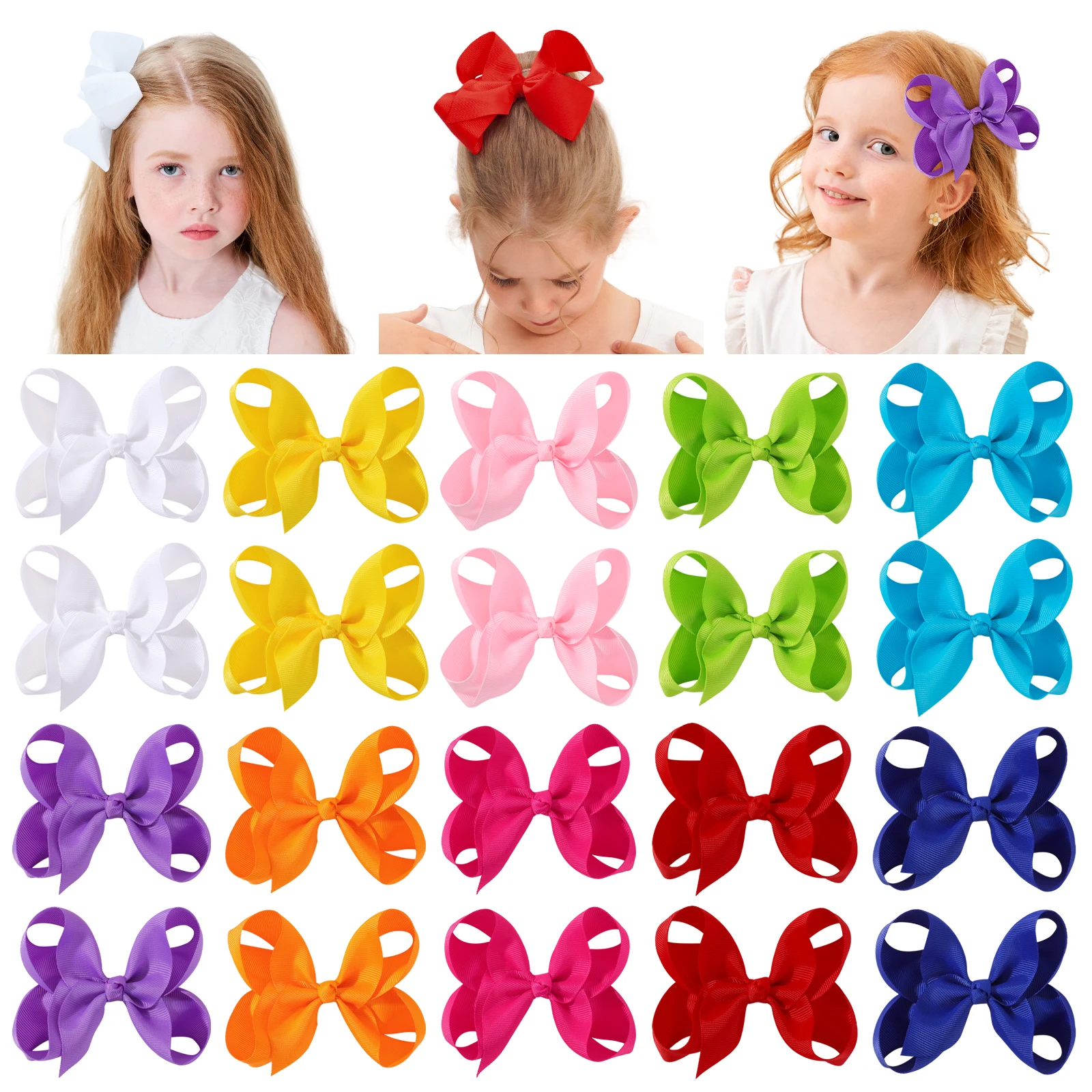 

20/40 шт., большие ленты в рубчик, банты для волос для детей, девочек, 4,5 дюйма, однотонные заколки для волос, милые головные уборы, заколки, аксессуары для волос