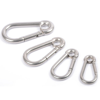 M4 M5 M6 M7 M8 Stainless Steel Carabiner Carbine Snap Hook with Eyelet Spring Buckle Key Ring