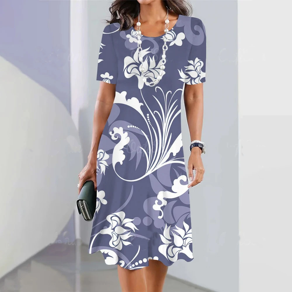 Vestido com padrão de planta simplificado feminino, elegância digital, irmã real, Design Sense, verão, WQ6, novo, 2024