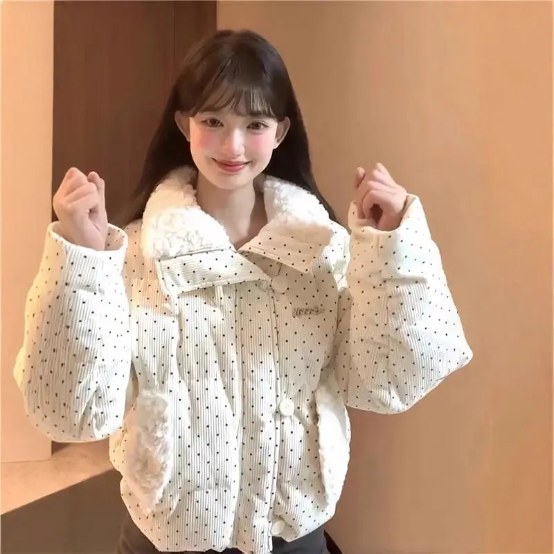 Sweet Lovely Girl's Cotton Jacket Korean Version Winter New Item Loose Casual Tops for Teenagers Thick Warm Jacket for Students