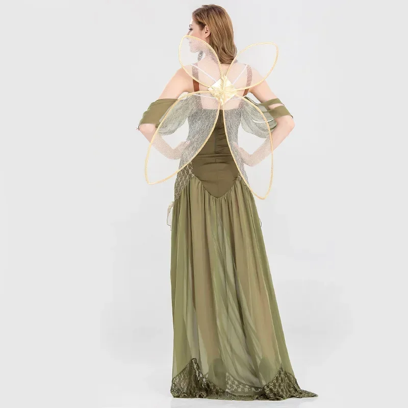 زي حفلة الهالوين للعب الأدوار على شكل زهرة الجنية لموضوع مرحلة الحفلات الفاخرة زي الجنية على شكل زهرة قزم خضراء