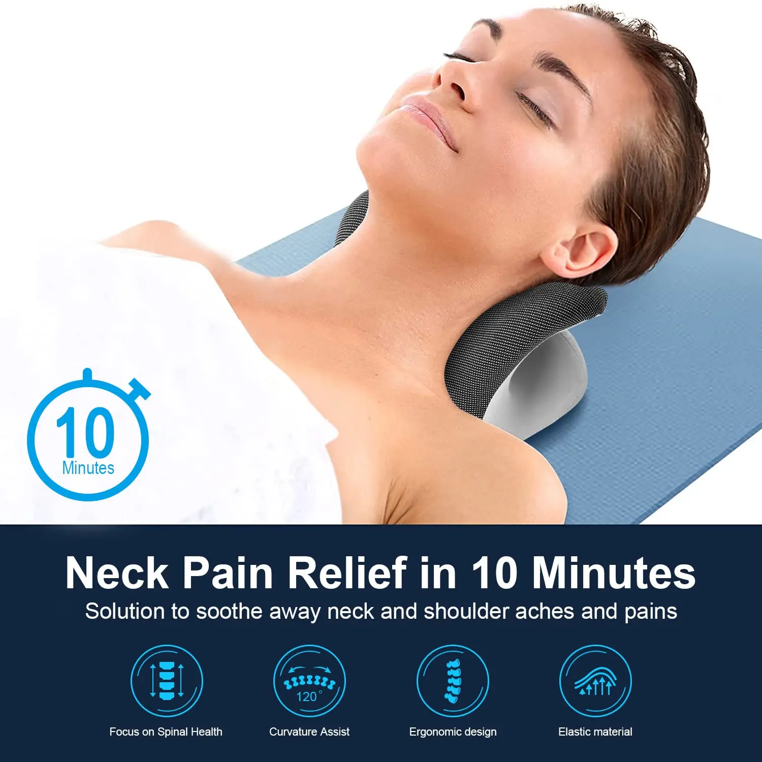 Heated Neck Stretcher Therapy Pillowcase, Head Body Back Waist Massager Cervical Pillow ,Memory Foam for Neck Shoulder Relaxer
