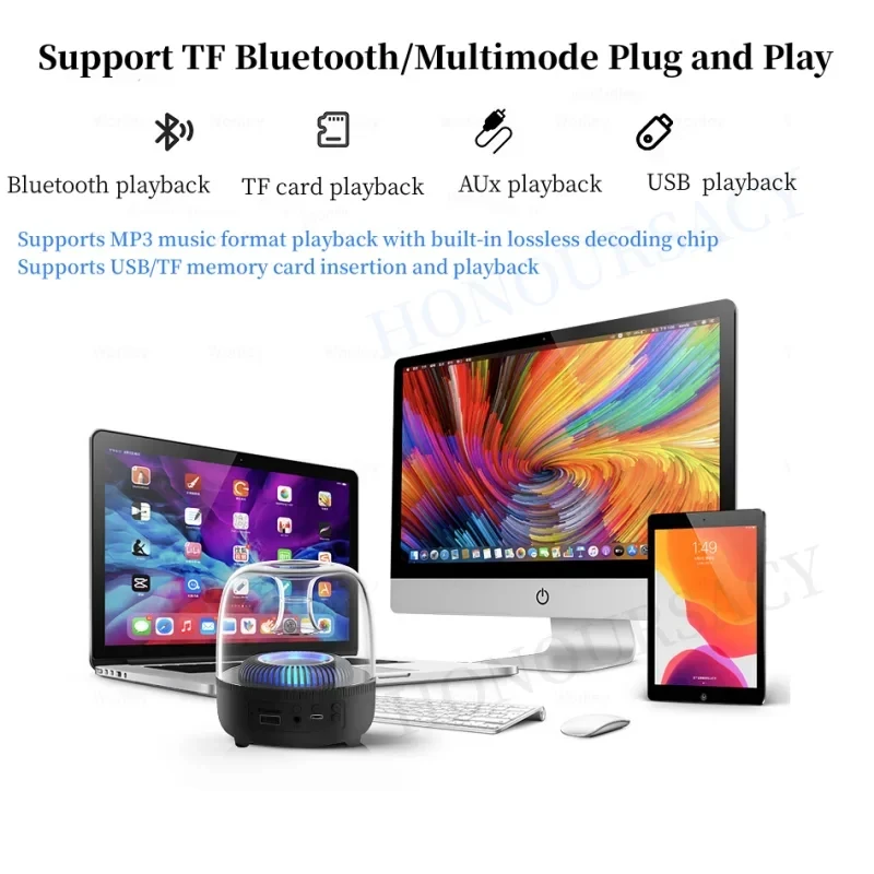 Multifunctional Bluetooth Speaker LED Light Home Theater HiFi Surround Sound Effect Sound Subwoofer TWS Portable Caixa De Som