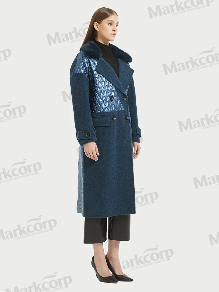 Markcorp original wool down coat, gemstone blue suit collar coat