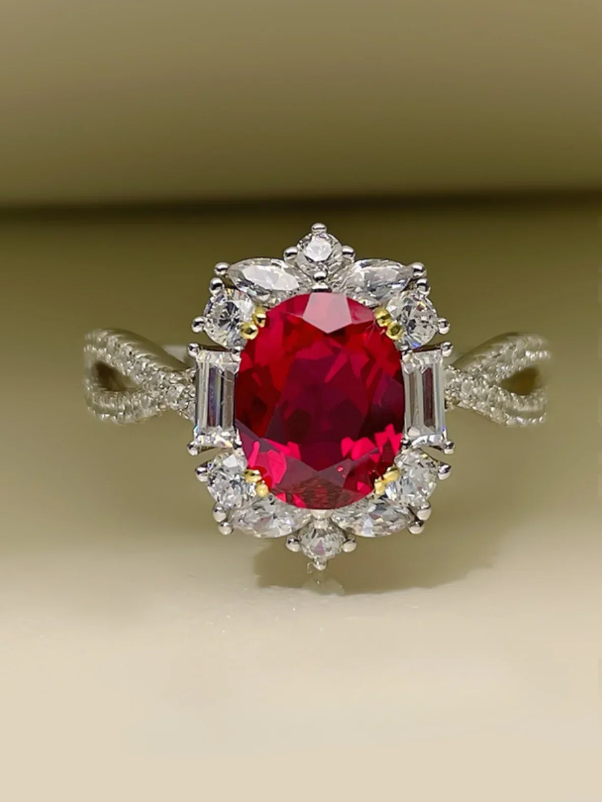 High end 3-carat ruby ring with 925 sterling silver inlay, exquisite, simple and elegant, hot selling accessory personality