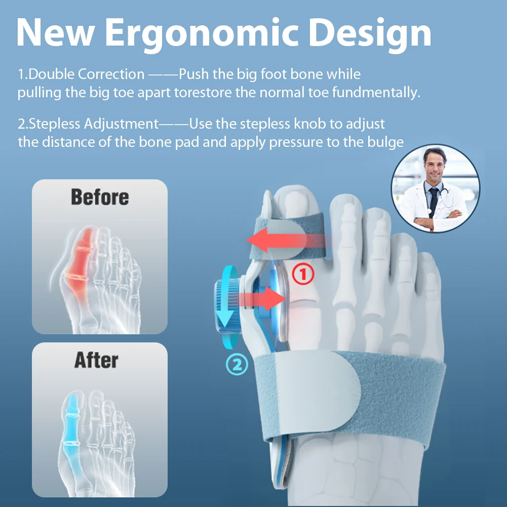 Bunion Corrector Unisex Foot Hallux Valgus Braces Rotatable Toe Separator Straightener Adjustable Pedicure Finger Toe Corrector