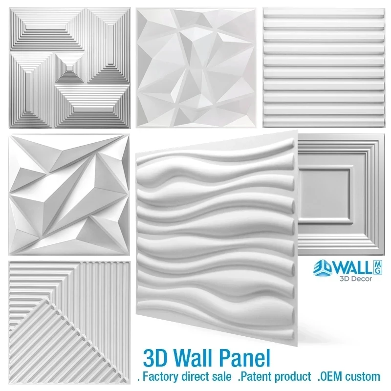 30x30cm Decorative 3D Wall Panel wave Diamond Design Non self-adhesive plastic tiles 3D wall sticker room Bathroom wall paper