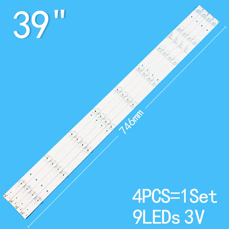 New 4PCS/lot 746mm 9LEDs 3V For 39