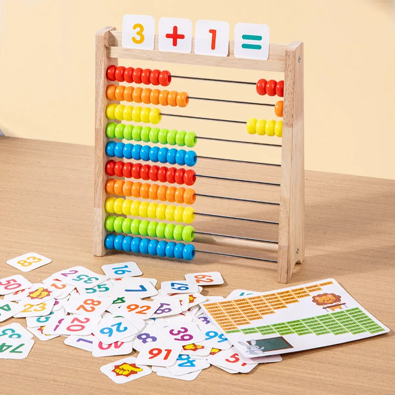 Cadre de calcul en bois pour enfants, outil d'enseignement arithmétique, opération des mathématiques, exercice de réflexion des nombres, jouets éducatifs Montessori