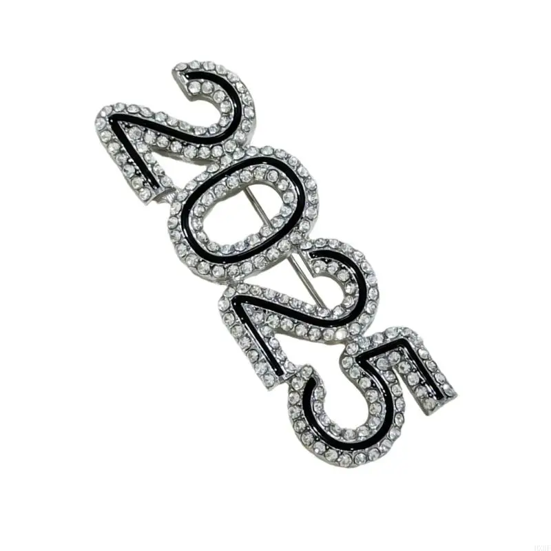 HX6F New Year Collar Lapel Pin Rhinestones Crystal Brooches Perfect for Backpack Clothing Stylish Collar Pin Brooch 2025