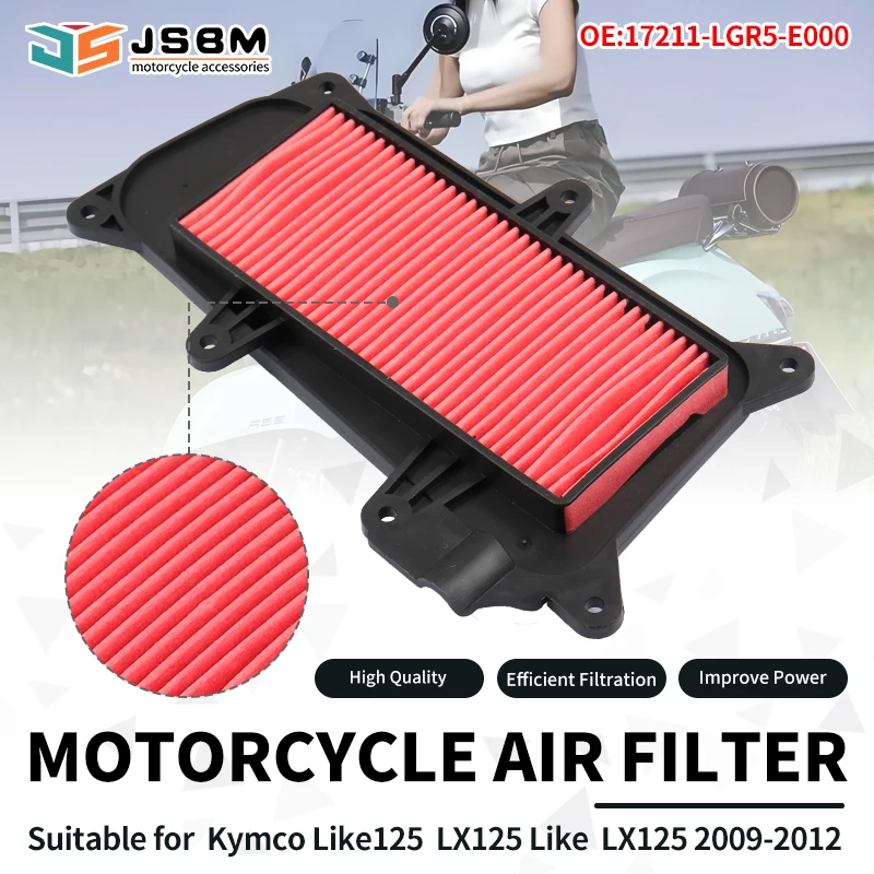 فلتر هواء ملحقات دراجات نارية JSBM لـ Like125 LX125 2009 2010 2011 2012 Like150 Like200 Like200i like 125 150 200 17211-LGR5-E10 #1