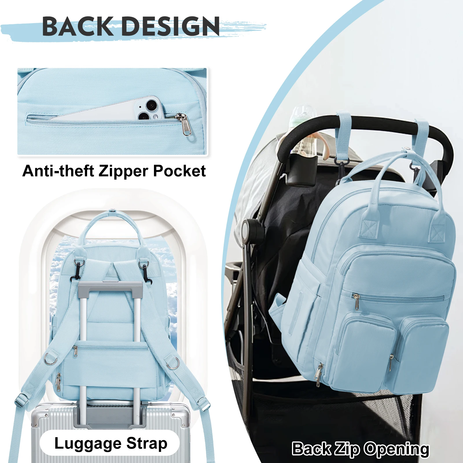 Baby Diaper Bag Backpack, Baby Bag for Boys Girls, Diaper Backpack Large Travel Diaper Bags Shower Gifts Newborn Essentials Bag