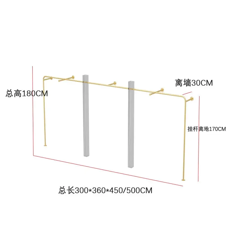 

Iron Artwork With Painted FinishClothing Store Hanger Display Rack On The Wall Wrought Iron Acrylic Light Luxury Clothes Special