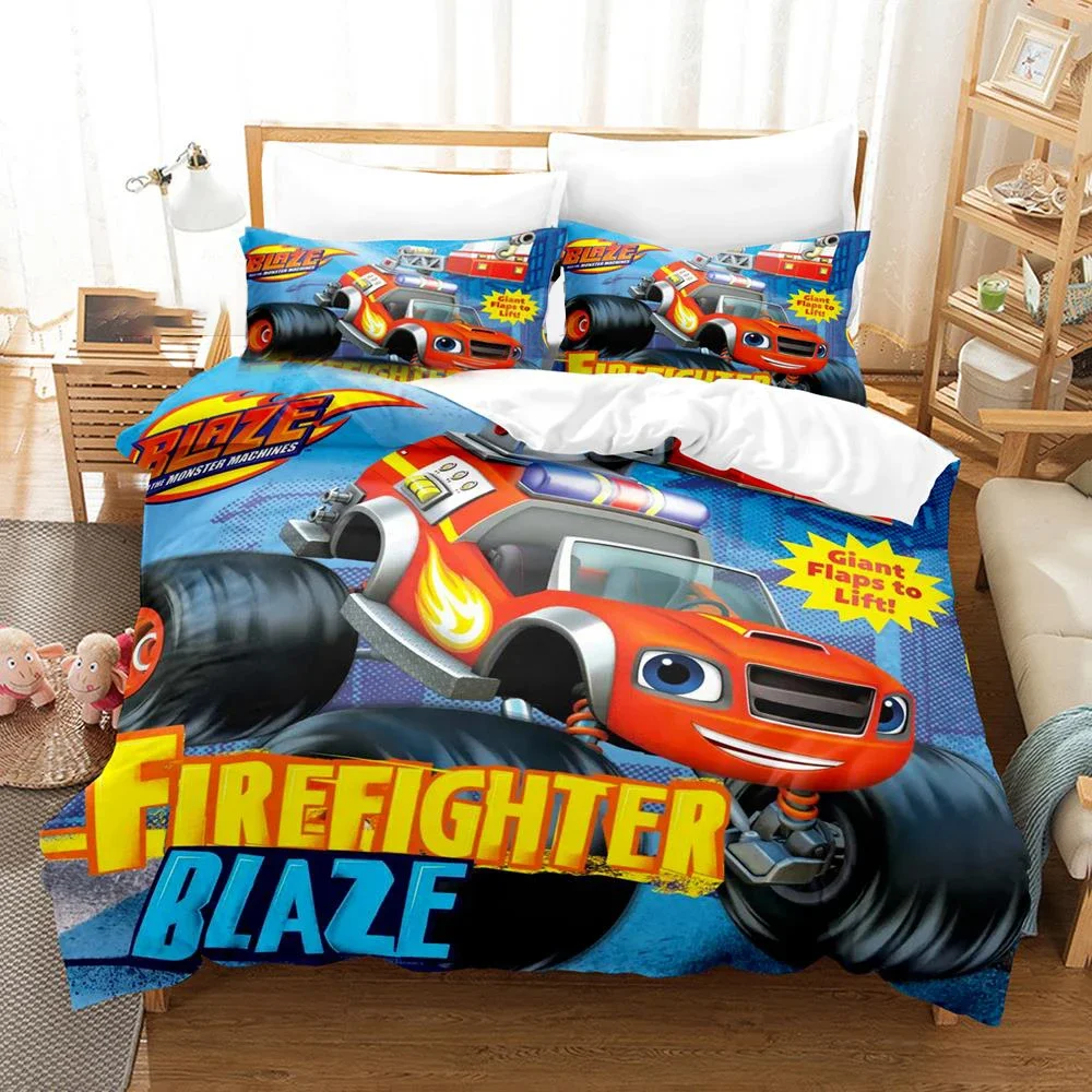 

3D Printed Blaze N Monster Machines Bedding Set Cartoon Duvet Cover Double Twin Full Queen King Adult Kid Bedclothes Quilt Cover