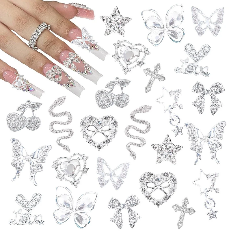 Multi-Style Nail Jewelry Set Brand logo Alloy Diamond Nails Resin Cartoon Rhinestones Nail Art Decorations Accessories