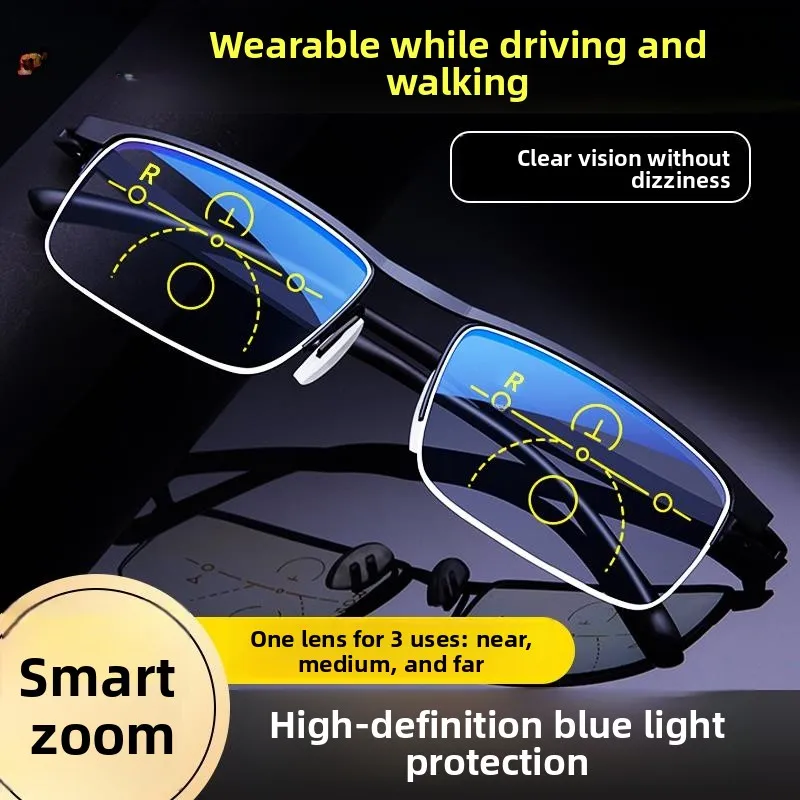 

Smart Zoom Color Changing Anti-blue Light Reading Glasses for Men And Women Elderly Bifocal Glasses Outdoor Camping Travel