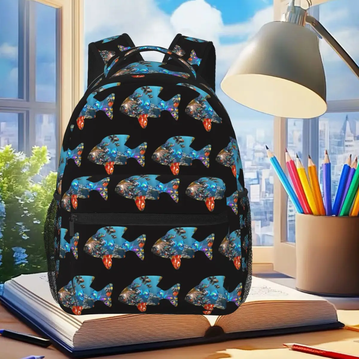 Fish Bowl Fish - Ocean Scene Backpack Student Boys Girls BookBag Kids School Bag Computer Shoulder Bags for Men Women