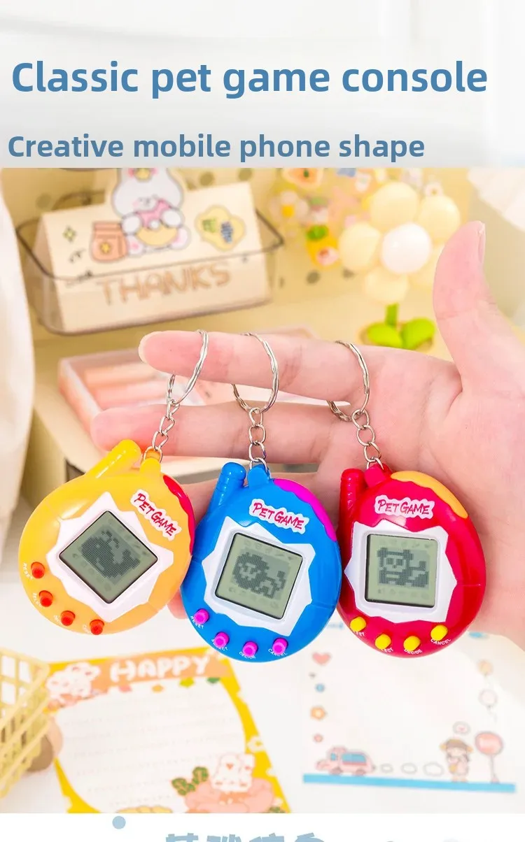 2026 New Cross-Border Electronic Pet Machine Virtual Retro Handheld Game Keychain Children's Toy Gift Luminous Toys