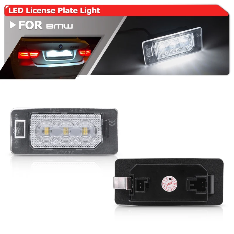 2x Smoked Canbus Led License Plate Lights For BMW E70 E82 E84 F22 F23 F45 E46 E90 E91 E92 E93 F30 F31 F34 F32 F36 F33 E39 E60