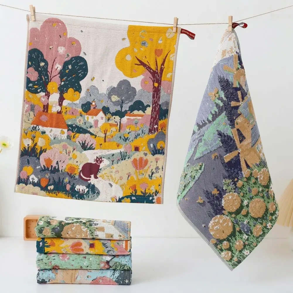 New 34x40cm Large Hand Towel 4 Layer Cotton Gauze Quick Dry Pure Cotton Dish Cloth Decorative Tea Towel Home Restaurant