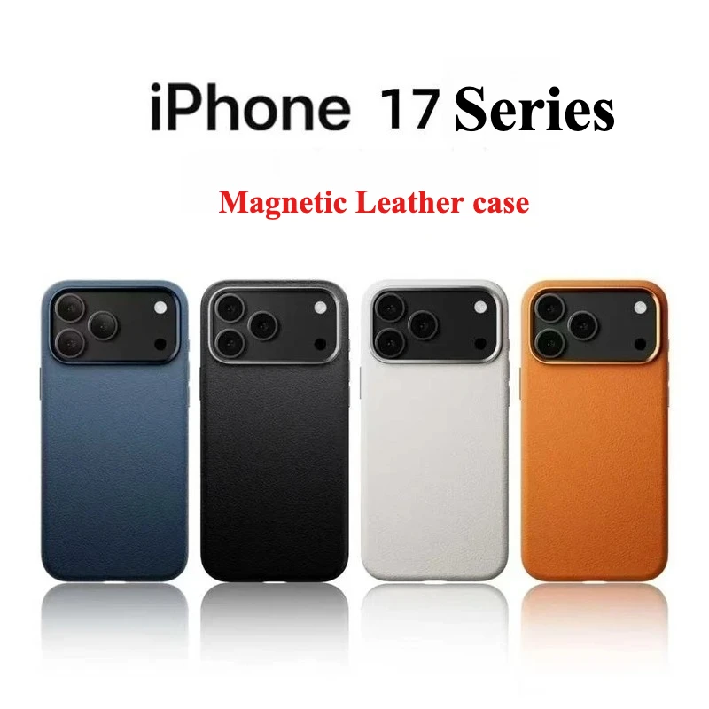 미니멀리스트 비즈니스 슬림 100% 천연 가죽 케이스 아이폰 17 프로 맥스 17 아리 16 15 마그네틱 맥세이프 충전 방수 보호