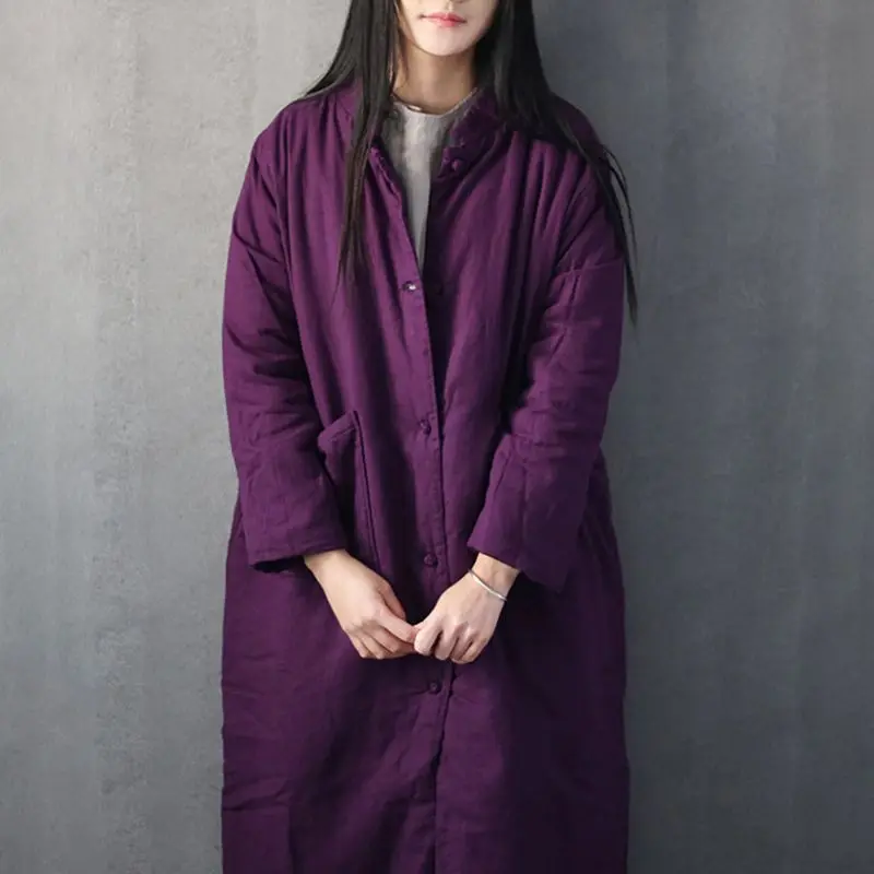 Veste coupe-vent en coton pour femme, longue, col rond, nouvelle collection hiver 2025