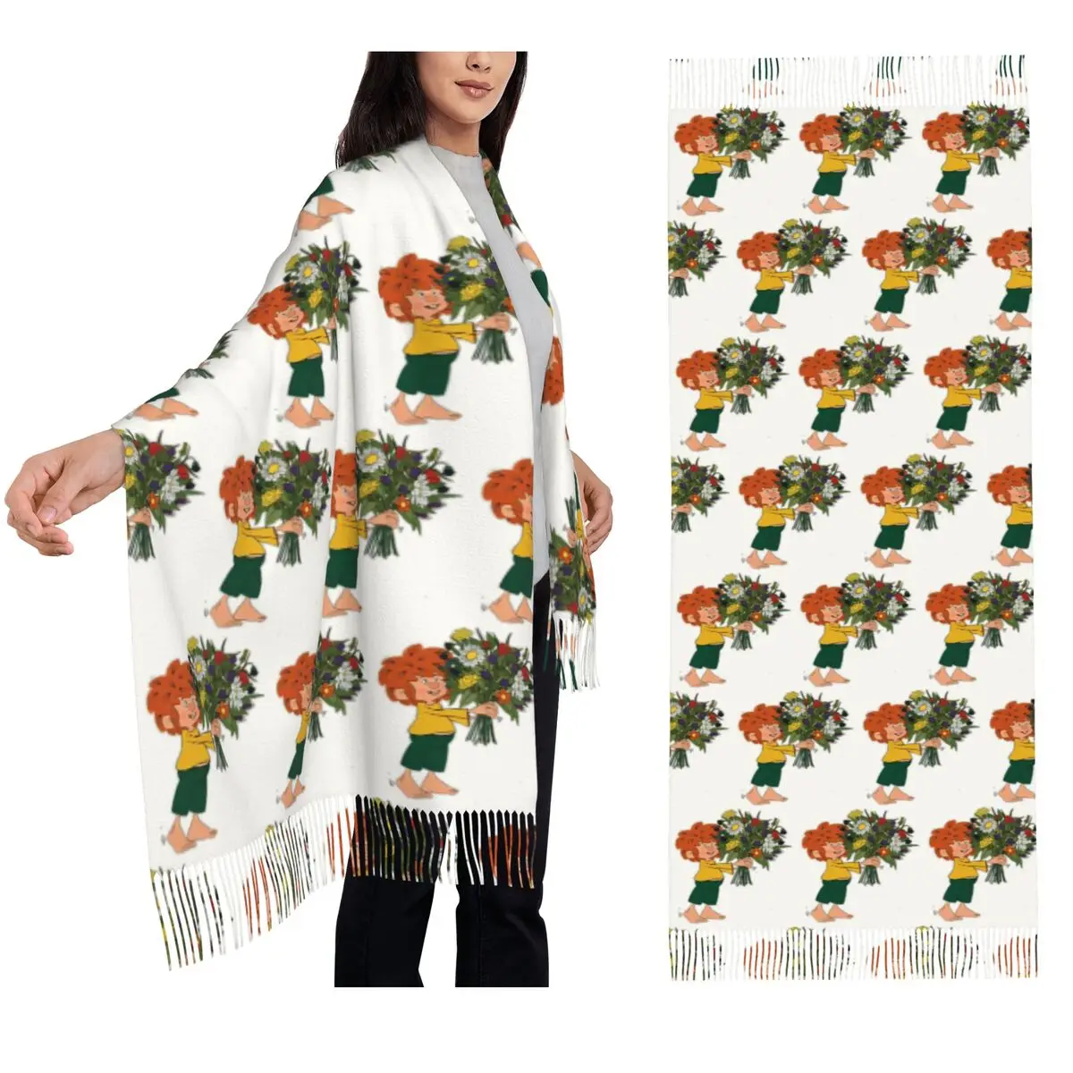 

Pumuckl Halt Blumen Scarf Tassel Scarves for Women Soft Warm Shawls and Wraps Large Fall Winter Shawl Wrap