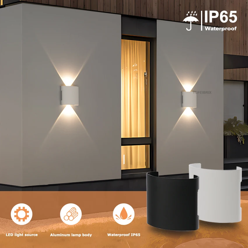 

2W LED Outdoor Waterproof Indoor Mini Wall Lights Matte Finish Aluminum Wall Lamps Up Down Luminous Lighting Decor AC90-260V