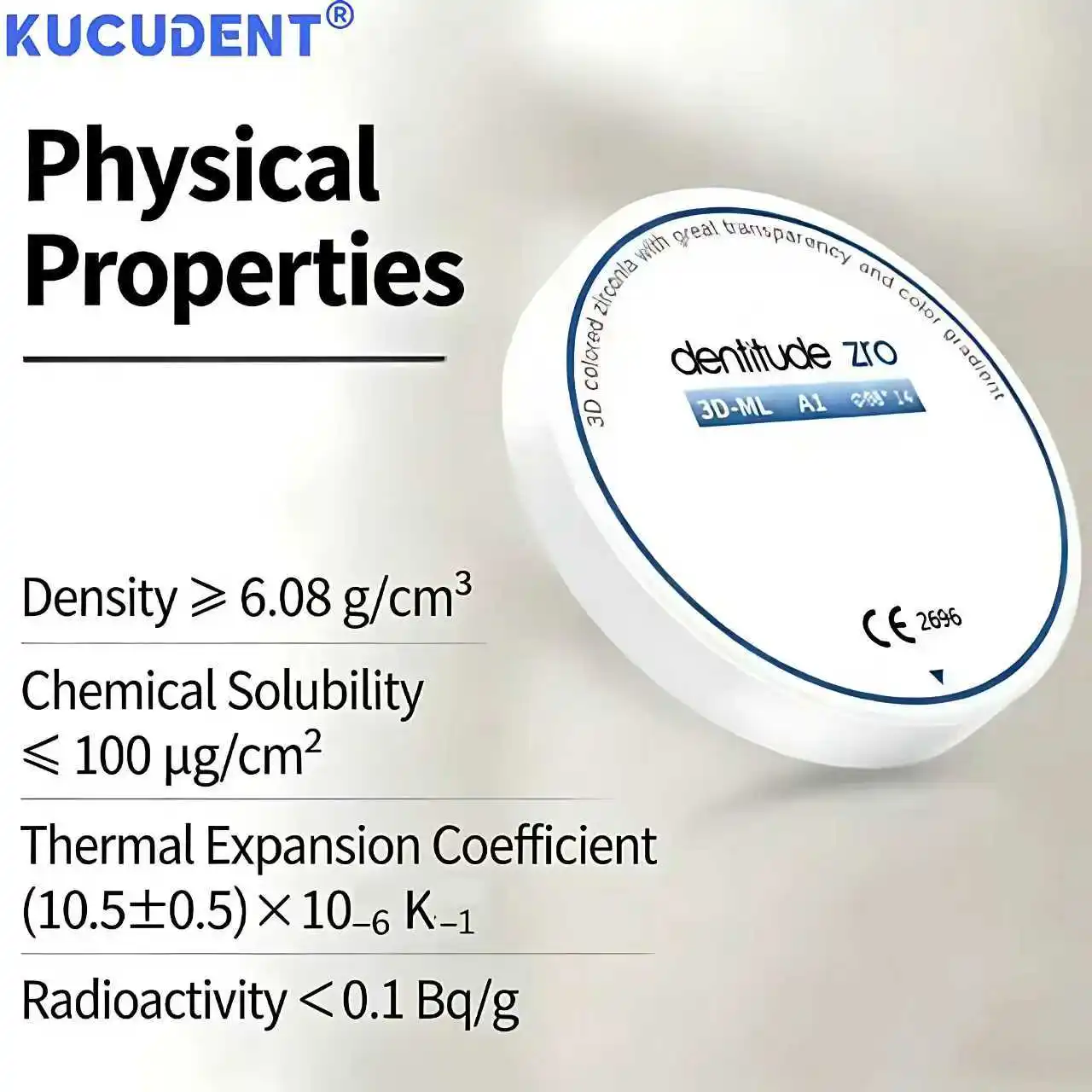 3D-ML Dental Multilayer Zirconia Disc Block 98mm Super Transluzenz 900MPa Shade A1/A2/A3 Open CAD/CAM Restaurationsmaterial