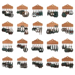 Boho Vintage Metal Dangle Drop Earring 2023 Indian Earrings Sets for Women Ethnic Bronze Geometric Flower Leaves Tassel Jewelry