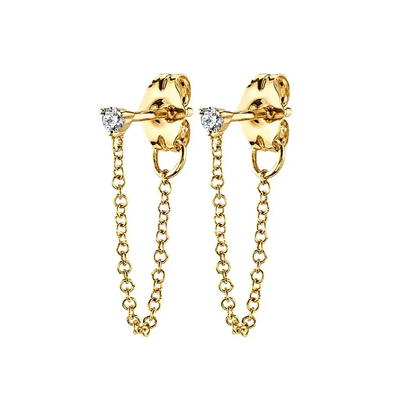 Women's 925 Silver Crystal Tassel Stud Earrings