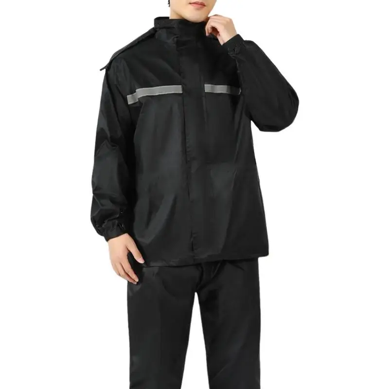 Rain Suit For Motorcycle Waterproof Rain Suit Hood Rain Jacket And Rain Pants Breathable Reflective Rainwear For Men & Women