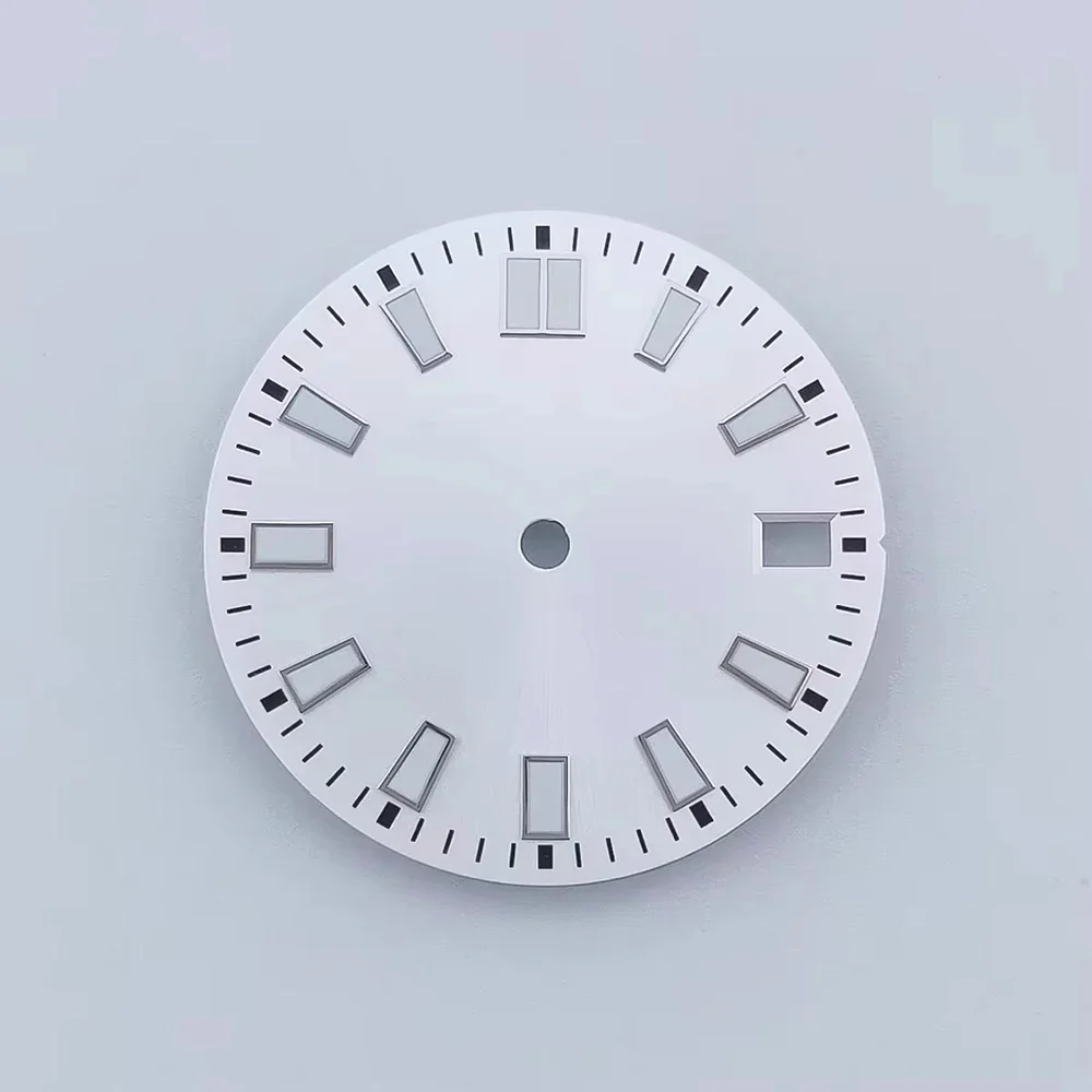 Maßgeschneidertes 28,5-mm-Zifferblatt, NH35-Zifferblatt, passend für NH35-NH36-Uhrwerk, 28,5 mm grün leuchtende Zifferblätter