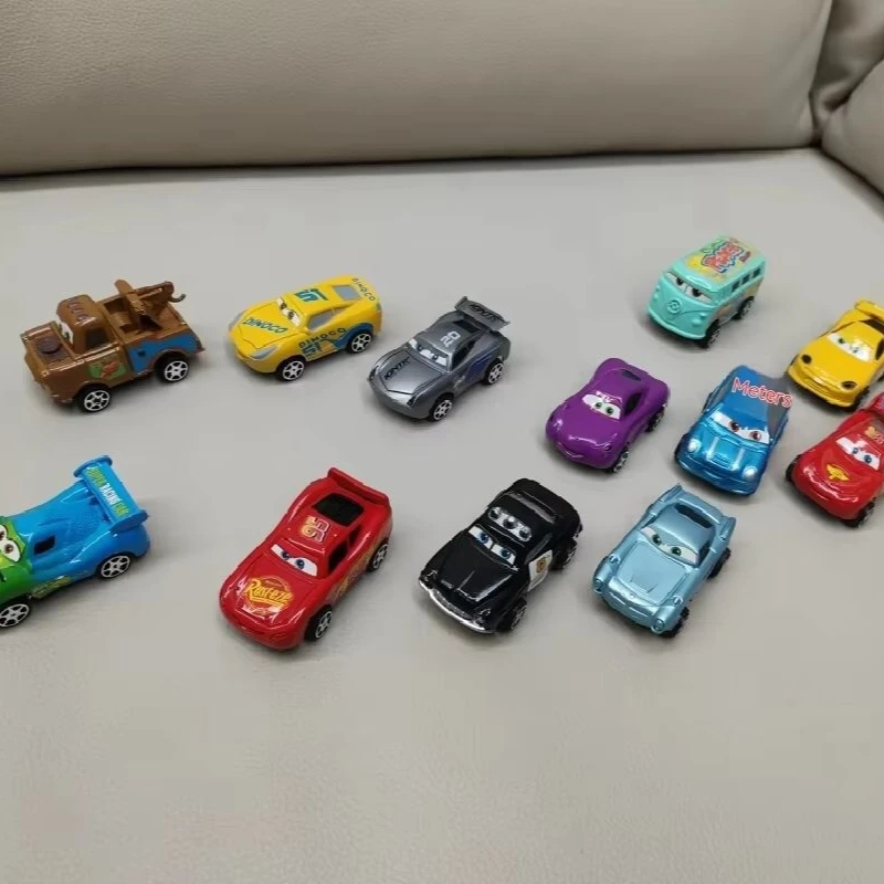 New 12pcs Disney Pixar Car Pull Back Lightning Mcqueen Jackson 6cm Storm Off-Line Model Car Toy Child Birthday Gift